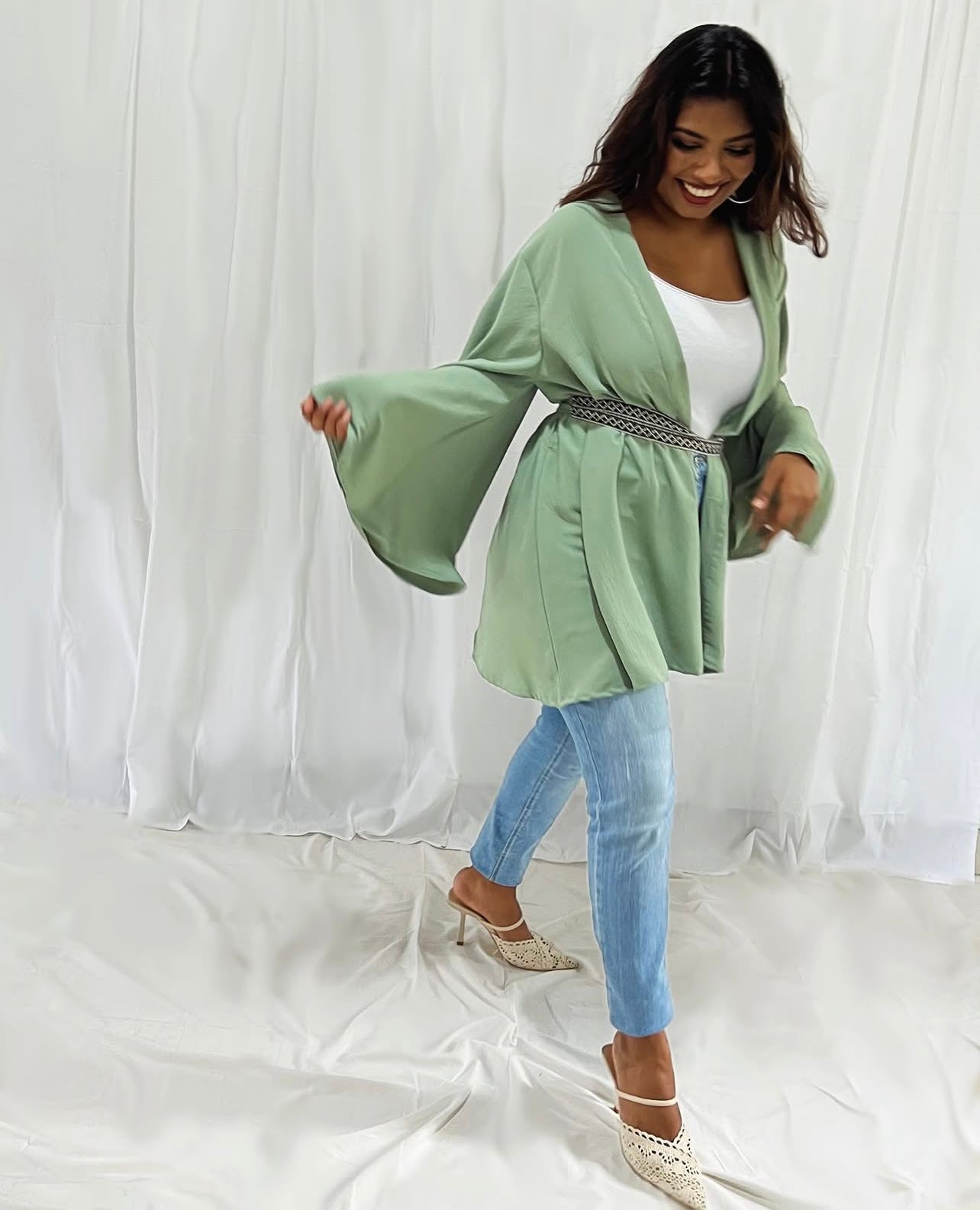 Aya Kimono In Sage Green