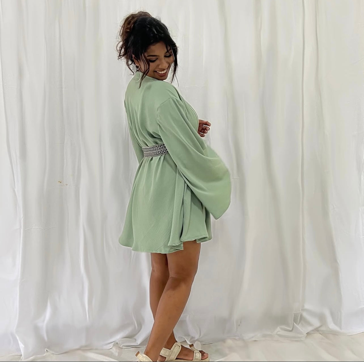 Aya Kimono In Sage Green