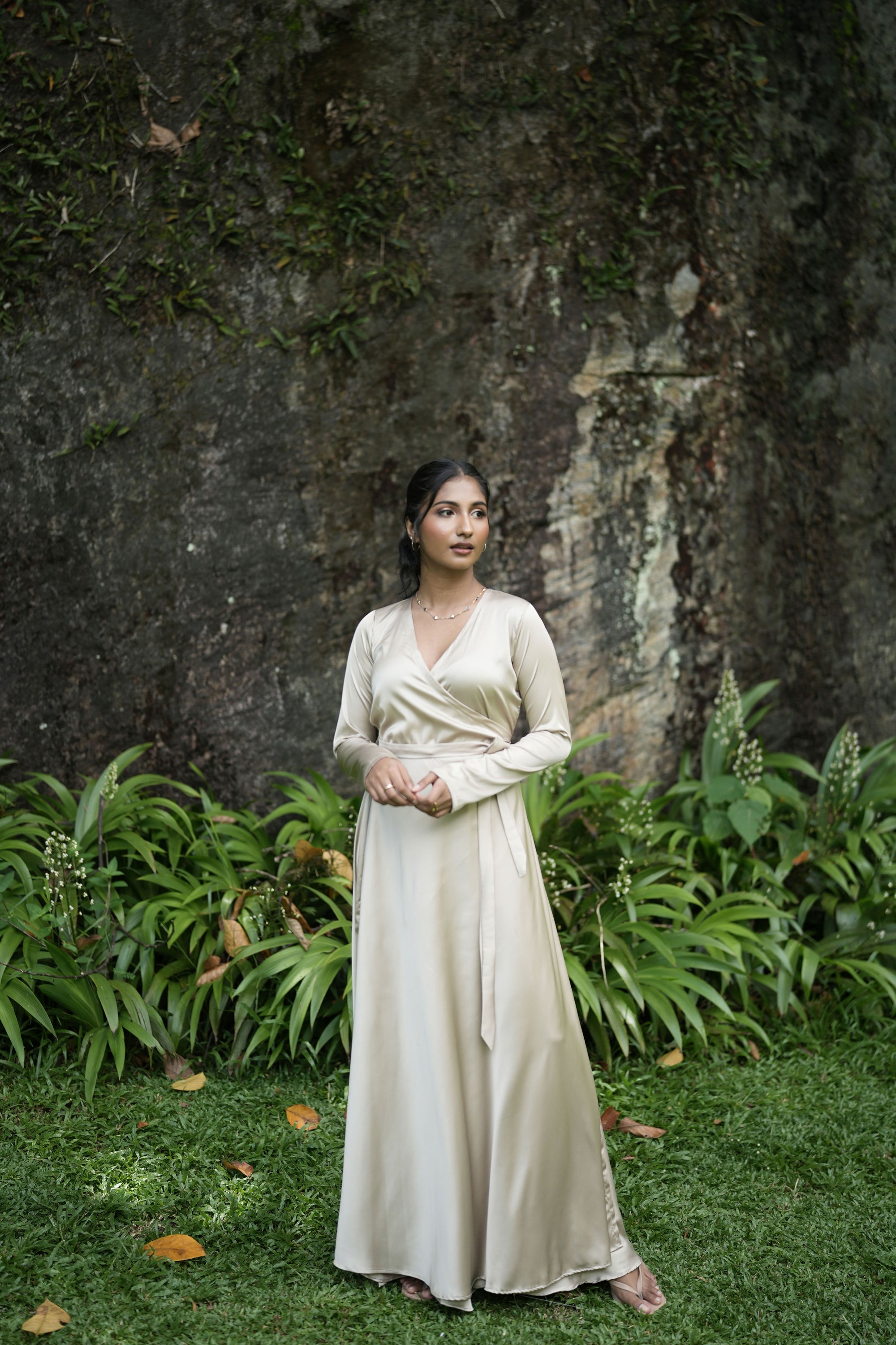 Dull Gold Wrap Dress